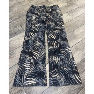Cato Size 10 Contemporary Linen Blend Tropical Pants Bamboo Leaf